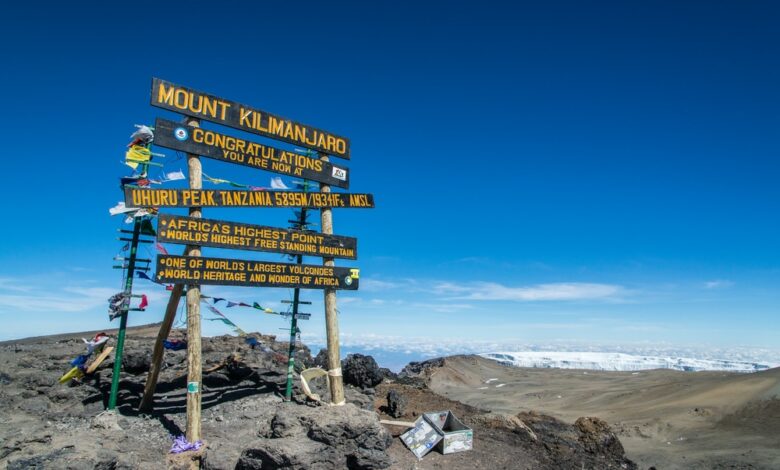 Kilimanjaro summit sign