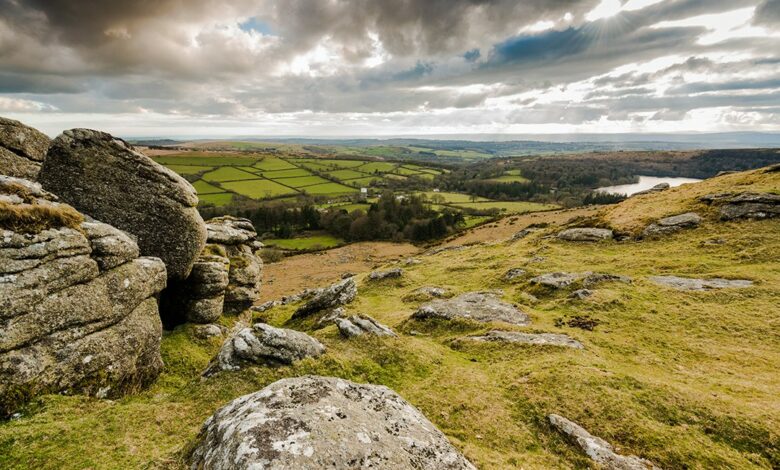 The view from the summit of Sheeps Tor best hikes in Dartmoor National Park