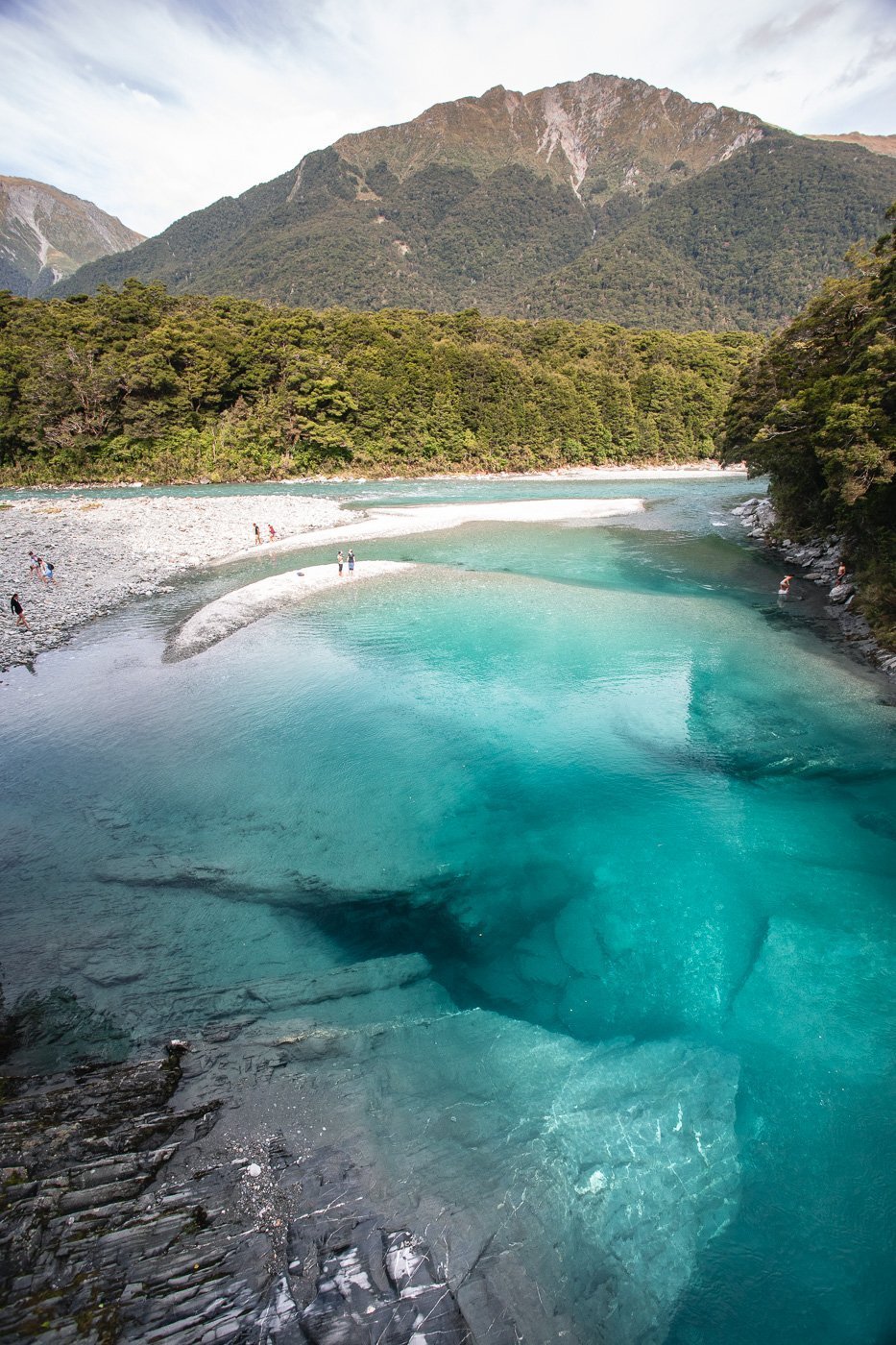 Schwimmen in den Blue Pools Neuseeland