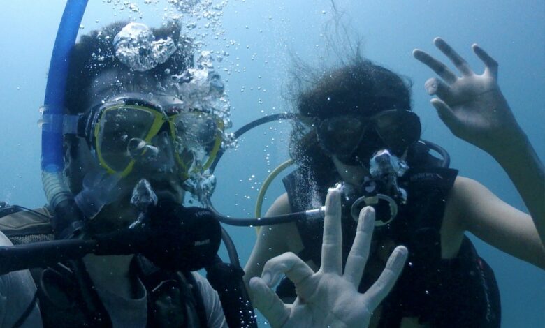 We get comfortable in the water while diving in Djibouti