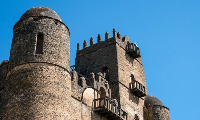 The battlemented parapet of Gondar castle