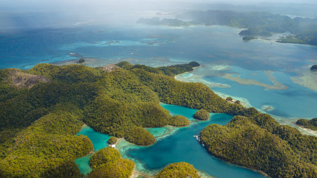 Drohnenfoto der Sugba-Lagune